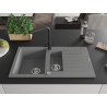 Mexen Matias Granitspüle 1,5-Becken mit Abtropffläche und Küchenarmatur Duero, grau - 6502-71-671600-70