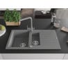Mexen Matias Granitspüle 1,5-Becken mit Abtropffläche und Küchenarmatur Duero, Grau - 6502-71-671600-71