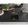 Mexen Milo Granitspüle 1-Kammer mit Küchenarmatur Duero, schwarz/silber metallic - 6505-73-671600-50