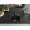Mexen Milo Granitspüle 1-becken mit Küchenarmatur Duero, schwarz/silber metallic - 6505-73-671600-70