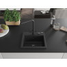 Mexen Milo Granitspüle mit 1 Becken und Küchenarmatur Duero, Schwarz/Silber Metallic - 6505-73-671600-70-B