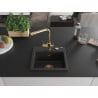 Mexen Milo Granitspüle 1-Becken mit Küchenarmatur Duero, schwarz/gold metallic - 6505-75-671600-50