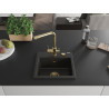 Mexen Milo granitspüle 1-beckig mit Küchenarmatur Duero, schwarz/gold metallic - 6505-75-671600-50