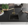 Mexen Milo Granitspüle 1-beckig mit Küchenarmatur Duero, schwarz/gold metallisch - 6505-75-671600-50-B