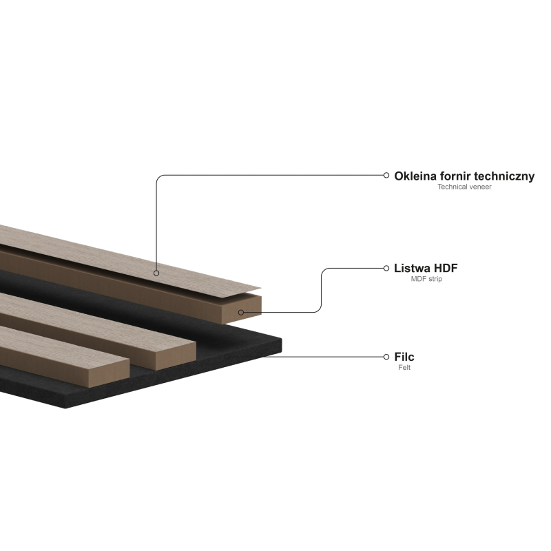 Mexen Lam-SF 01 Akustische Wandpaneele Lam-SF 26 280 x 30 cm, 9 mm Filz, technisches Furnier, Eiche Classic - S106-280-26-041