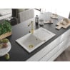 Mexen Pablo Granitspüle 1-becken mit Abtropffläche und Küche Wasserhahn Duero, Weiß - 6510-20-671600-50