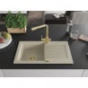 Mexen Pablo Granitspüle 1-Becken mit Abtropffläche und Küchenarmatur Duero, beige - 6510-69-671600-50