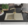 Mexen Pablo Granitspüle 1-beckig mit Abtropffläche und Küchenarmatur Duero, beige - 6510-69-671600-50
