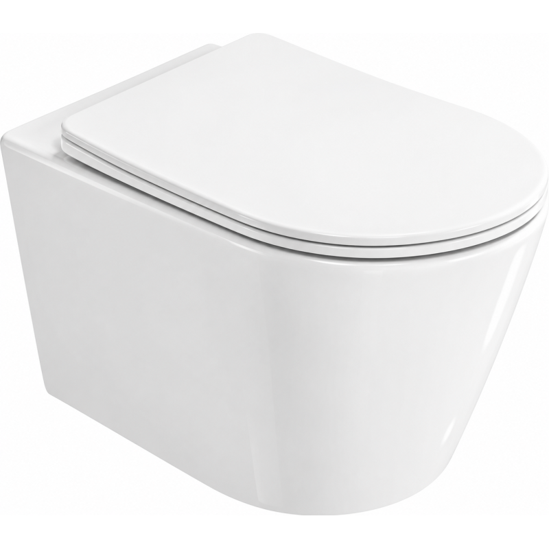 Mexen Rico 2.0 WC-Schüssel Rimless Tornado mit Slim-Absenkautomatik-Sitz, Duroplast, Weiß Hochglanz - 3072L4000T