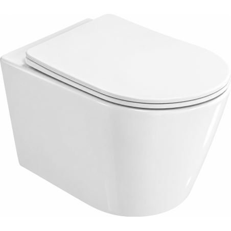 Mexen Rico 2.0 WC-Schüssel Rimless Tornado mit Slim-Absenkautomatik-Sitz, Duroplast, Weiß Hochglanz - 3072L4000T
