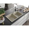Mexen Tomas Granitspüle 2-Kammern mit Küchenarmatur Duero, beige - 6516-69-671600-00
