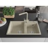 Mexen Tomas Granitspüle mit 2 Becken und Küchenarmatur Duero, beige - 6516-69-671600-69