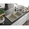 Mexen Tomas Granitspüle Duero, zweikammerig mit Küchenarmatur, beige - 6516-69-671600-69