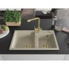 Mexen Tomas Granitspüle 2-Kammern mit Küchenarmatur Duero, beige - 6516-69-671600-50
