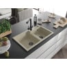 Mexen Tomas Granitspüle 2-Kammern mit Küchenarmatur Duero, beige - 6516-69-671600-70