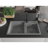 Mexen Tomas granitspüle 2-becken mit küchenarmatur Duero, grau - 6516-71-671600-70-B