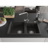 Mexen Tomas Granitspüle 2-Kammern mit Küchenarmatur Duero, schwarz/gold metallic - 6516-75-671600-00