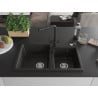 Mexen Tomas Granitspüle 2-Kammer mit Küchenarmatur Duero, schwarz/gold metallic - 6516-75-671600-70