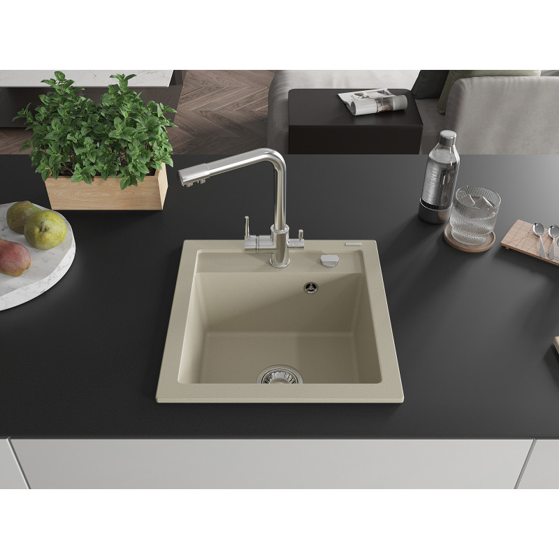 Mexen Vito Granitspüle 1-beckig mit Küchenarmatur Duero, beige - 6503-69-671600-00
