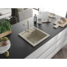 Mexen Vito Granitspüle 1-Kammer mit Küchenarmatur Duero, beige - 6503-69-671600-69