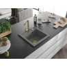 Mexen Vito Granitspüle 1-Kammer mit Küchenarmatur Duero, grau - 6503-71-671600-50