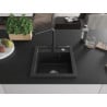 Mexen Vito Granitspüle 1-Becken mit Küchenarmatur Duero, schwarz/silber metallic - 6503-73-671600-70