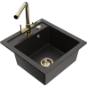 Mexen Vito Granitspüle 1-Becken mit Küchenarmatur Duero, schwarz/goldenes Metallic - 6503-75-671600-50