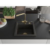 Mexen Vito Granitspüle 1-Becken mit Küchenarmatur Duero, Schwarz/Gold Metallic - 6503-75-671600-50