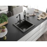 Mexen Vito Granitspüle 1-becken mit Küchenarmatur Duero, schwarz/gold metallisch - 6503-75-671600-70