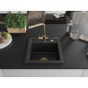 Mexen Vito 1-Kammer Granitspüle mit Küchenarmatur Duero, schwarz - 6503-77-671600-50