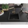 Mexen Vito Granitspüle 1-Becken mit Küchenarmatur Duero, schwarz - 6503-77-671600-50-B