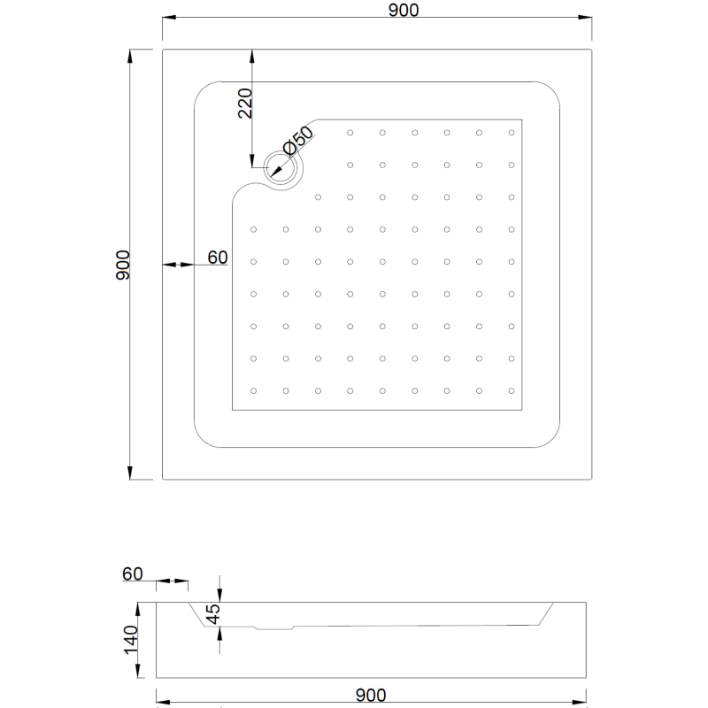 Mexen Rio Quadratische Duschkabine 90 x 90 cm, mattiert, Chrom + Duschwanne, weiß - 860-090-090-01-30-4510