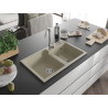 Mexen Tomas Granitspüle 2-becken mit Küchenarmatur Telma, beige - 6516-69-670200-00