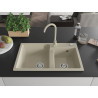 Mexen Tomas Granitspüle 2-Kammer mit Küchenarmatur Telma, beige - 6516-69-670200-69