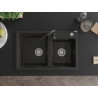 Mexen Tomas Granitspüle 2-Kammern mit Küchenarmatur Telma, Schwarz/Gold Metallic - 6516-75-670200-70