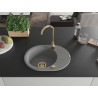 Mexen Kevin granitspüle 1-becken mit abtropffläche und küchenarmatur Telma, grau - 6517-71-670200-50