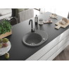 Mexen Kevin Granitspüle 1-becken mit Abtropffläche und Küchenarmatur Telma, grau - 6517-71-670200-70