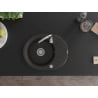 Mexen Kevin Granitspüle 1-beckig mit Abtropffläche und Küchenarmatur Telma, schwarz/gold metallic - 6517-75-670200-00