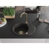 Mexen Kevin Granitspüle 1-beckig mit Abtropffläche und Küchenarmatur Telma, schwarz/gold metallic - 6517-75-670200-50