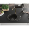 Mexen Kevin Granitspüle 1-beckig mit Abtropffläche und Küchenarmatur Telma, schwarz/gold metallisch - 6517-75-670200-50-B