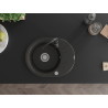 Mexen Kevin Granitspüle 1-Kammer mit Abtropffläche und Küchenarmatur Telma, schwarz/goldener Metallic - 6517-75-670200-70