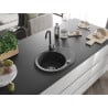 Mexen Kevin Granitspüle 1-Becken mit Abtropffläche und Küchenarmatur Telma, gesprenkelt - 6517-76-670200-76