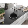Mexen Kevin Granitspüle 1-Becken mit Abtropffläche und Küchenarmatur Telma, schwarz - 6517-77-670200-70-B