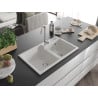 Mexen Tomas Granitspüle 2-beckig 800 x 500 mm, weiß, Siphon Chrom - 6516802000-20