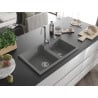 Mexen Tomas Granitspüle 2-Kammer 800 x 500 mm, grau, Siphon Chrom - 6516802000-71