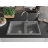 Mexen Tomas Granitspüle 2-becken 800 x 500 mm, grau, Chrom-Siphon - 6516802000-71