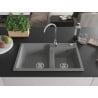 Mexen Tomas Granitspüle 2-Kammer 800 x 500 mm, grau, Siphon Chrom - 6516802000-71