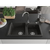Mexen Tomas Granitspüle 2-Becken 800 x 500 mm, schwarz/gold metallic, Siphon Chrom - 6516802000-75