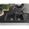 Mexen Tomas Granitspüle 2-Kammer 800 x 500 mm, schwarz gesprenkelt, Chrom-Siphon - 6516802000-76