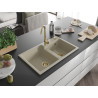 Mexen Tomas Granitspüle 2-Kammer 800 x 500 mm, beige, goldener Siphon - 6516802000-69-G